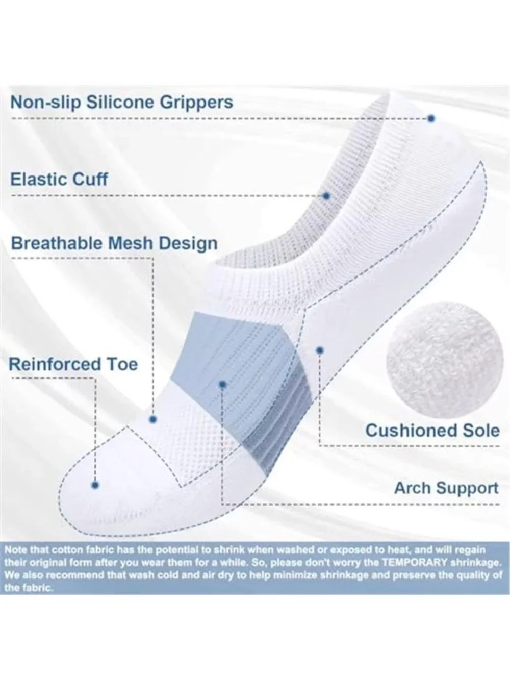 No Show Socks Womens, Invisible Cushioned Low Cotton 4-8 Pairs